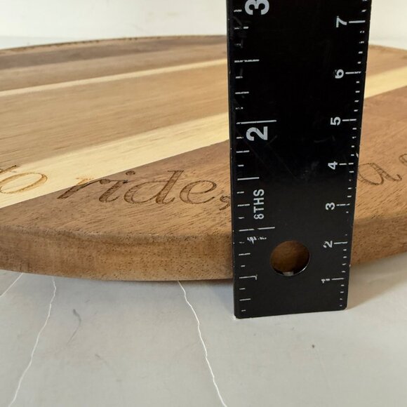 Christmas Acacia Wood Lazy Susan Rustic Table Jingle Bells Engraved Family Party - Picture 13 of 15